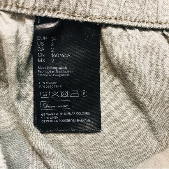 100% Linen Khaki Green Sage Pants - Picture 7 of 7